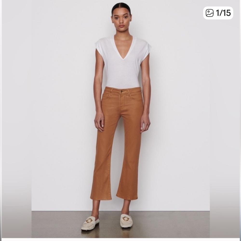 Frame Le Crop Mini Boot Coated
Denim Pants Vicuna Color Size 26 - Picture 2 of 9